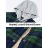 imageTACVASEN Mens Flannel Jacket with Pockets Shacket Plaid Shirts Fleece Padded shirt Button Down Jackets with HoodGreen Deep Blue