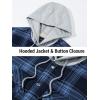 imageTACVASEN Mens Flannel Jacket with Pockets Shacket Plaid Shirts Fleece Padded shirt Button Down Jackets with HoodNavy Gray Blue