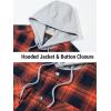 imageTACVASEN Mens Flannel Jacket with Pockets Shacket Plaid Shirts Fleece Padded shirt Button Down Jackets with HoodOrange Navy Blue