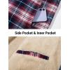 imageTACVASEN Mens Flannel Jacket with Pockets Shacket Plaid Shirts Fleece Padded shirt Button Down Jackets with HoodRed White Navy