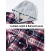 imageTACVASEN Mens Flannel Jacket with Pockets Shacket Plaid Shirts Fleece Padded shirt Button Down Jackets with HoodRed White Navy
