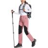 imageTACVASEN Womens Fleece Lined Hiking Pants Warm Windproof Softshell Outdoor Winter Snow Ski Pants with Zipper PocketsGrey Pink