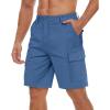 imageTACVASEN Mens Cargo Short 6 Pockets Comfortable Twill Cotton Elastic Waist Causal Work ShortsBluegrey
