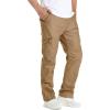 imageTACVASEN Mens Cotton Cargo Long Pants 9 Pockets Elastic Waist Military Work Hiking Outdoor PantsNo BeltBrown
