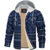 imageTACVASEN Mens Flannel Jacket with Pockets Shacket Plaid Shirts Fleece Padded shirt Button Down Jackets with HoodBlue Gray
