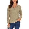 imageTACVASEN Womens Quarter Zip Pullover Sweatshirt Fleece Casual Long Sleeve Spring Fall Running Workout TopsKhaki