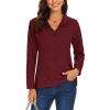 imageTACVASEN Womens Quarter Zip Pullover Sweatshirt Fleece Casual Long Sleeve Spring Fall Running Workout TopsWine Red
