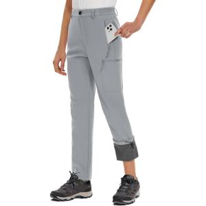 imageTACVASEN Hiking Pants Women Warm Fleece Lined Windproof Cold Weather Insulated Snow Ski Pants Winter Softshell Pants Outdoor