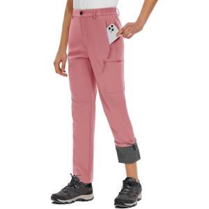 imageTACVASEN Insulated Pants for Women Winter Snow Ski Pants Fleece Lined Hiking Pants Softshell Pants Water Resistant Warm Skiing Pants