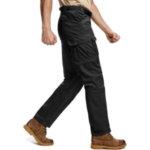 imageTACVASEN Mens Hiking Pants Waterproof Ripstop Lightweight Breathable Stretch Work Tactical Outdoor Pants with 8 PocketsBlack