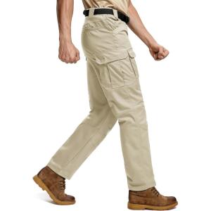 imageTACVASEN Mens Hiking Pants Waterproof Ripstop Lightweight Breathable Stretch Work Tactical Outdoor Pants with 8 PocketsLight Khaki