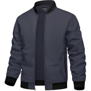 imageTACVASEN Mens Lightweight Jacket Spring Bomber Fall Windbreaker Casual Stylish Coats with Pockets03 Dark Grey