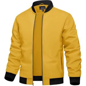 imageTACVASEN Mens Lightweight Jacket Spring Bomber Fall Windbreaker Casual Stylish Coats with Pockets06 Tyellow