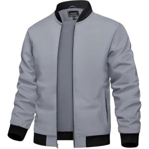 imageTACVASEN Mens Lightweight Jacket Spring Bomber Fall Windbreaker Casual Stylish Coats with Pockets09 Light Grey