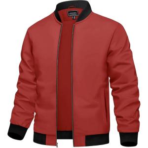 imageTACVASEN Mens Lightweight Jacket Spring Bomber Fall Windbreaker Casual Stylish Coats with Pockets10 Orange Red