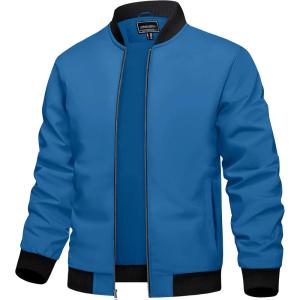imageTACVASEN Mens Lightweight Jacket Spring Bomber Fall Windbreaker Casual Stylish Coats with Pockets11 Blue Green