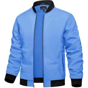 imageTACVASEN Mens Lightweight Jacket Spring Bomber Fall Windbreaker Casual Stylish Coats with Pockets12 Light Blue