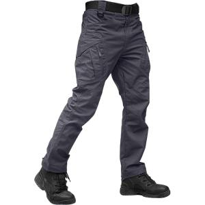imageTACVASEN Mens Tactical Pants 9 Pockets Cargo Hiking Pants Lightweight Work Pants for Men Construction Water Resistant Gray 34