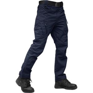 imageTACVASEN Mens Tactical Pants 9 Pockets Cargo Hiking Pants Lightweight Work Pants for Men Construction Water Resistant Navy 34