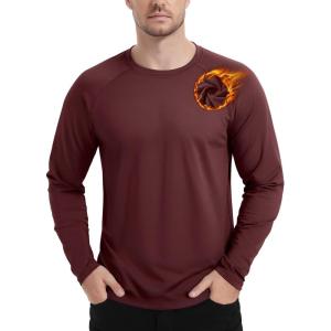 imageTACVASEN Mens Thermal Shirt Long Sleeve Fleece Lined Base Layer Lightweight Athletic Undershirt Winter Tops Workout07 Wine Red