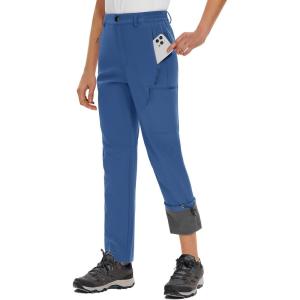 imageTACVASEN Outdoor Fleece Hiking Pants Women Winter Snow Pants Windproof Water Resistant Thermal Pants for Snowboarding Skiing Blue Grey