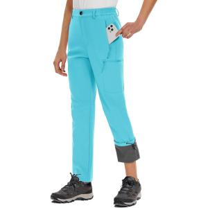 imageTACVASEN Women Snow Pants Windproof Insulated Outdoor Fleece Hiking Pants Water Resistant Winter Softshell Snowboard Pants Ice Blue