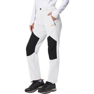 imageTACVASEN Womens Fleece Lined Hiking Pants Warm Windproof Softshell Outdoor Winter Snow Ski Pants with Zipper PocketsWhite