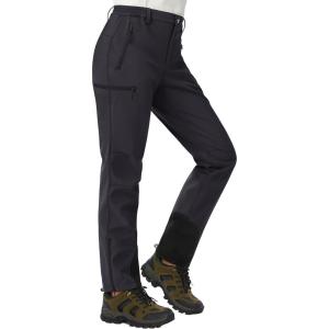 imageTACVASEN Womens Hiking Pants Fleece Lined Winter Snow Ski Pants Water Resistant Insulated Pants ScratchResistantBlack