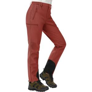 imageTACVASEN Womens Hiking Pants Fleece Lined Winter Snow Ski Pants Water Resistant Insulated Pants ScratchResistantDark Orange