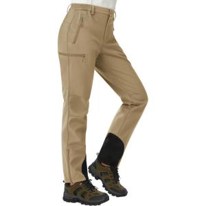 imageTACVASEN Womens Hiking Pants Fleece Lined Winter Snow Ski Pants Water Resistant Insulated Pants ScratchResistantKhaki