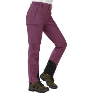 imageTACVASEN Womens Hiking Pants Fleece Lined Winter Snow Ski Pants Water Resistant Insulated Pants ScratchResistantPurple Red