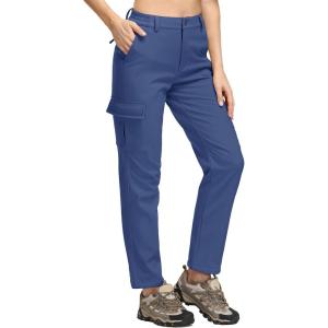 imageTACVASEN Womens Outdoor Fleece Lined Hiking Pants Windproof Snow Pants Work Pants Blue Grey S