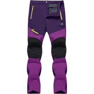 imageTACVASEN Womens Pants Waterproof Snow Ski Warm Hiking Fleece Lining Pants Purple 34