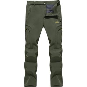 imageTACVASEN Womens PantsSkiing Hiking Thick Fleece Lining Softshell Pants Army Green 32