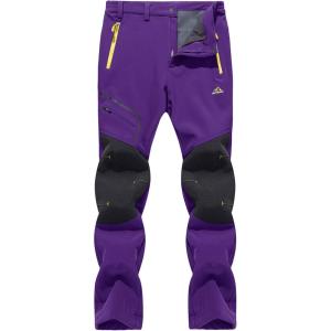 imageTACVASEN Womens Snowboard Pants Slim Fit Hiking Working Snow Wear SoftShell Purple 36