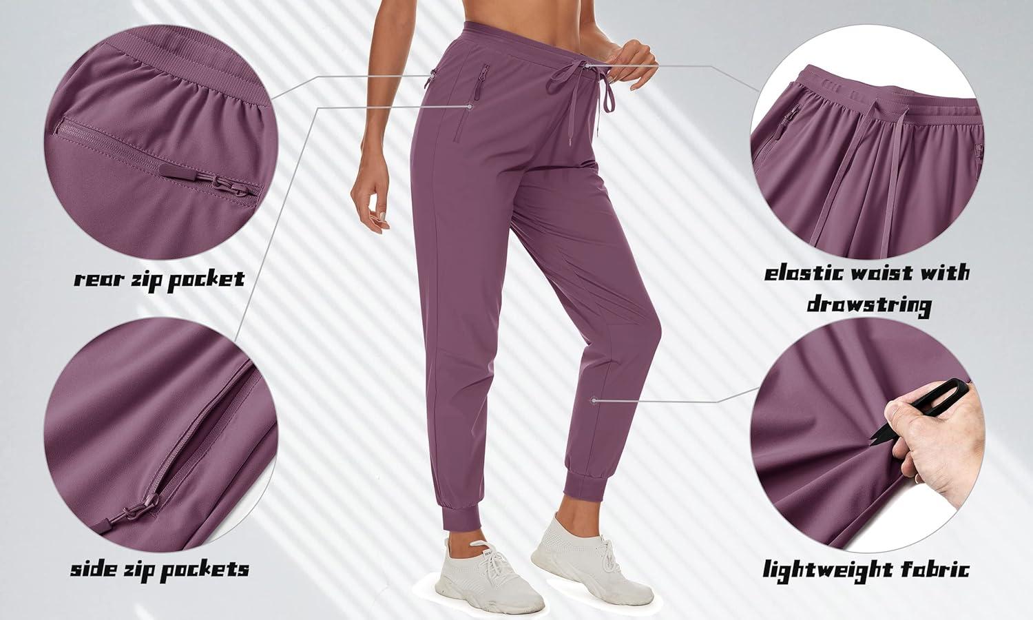 imageTACVASEN Athletic Pants for Women Lightweight Running Active Hiking Sportswear Pant Outdoor Sports Gym Sweatpants Purple Red