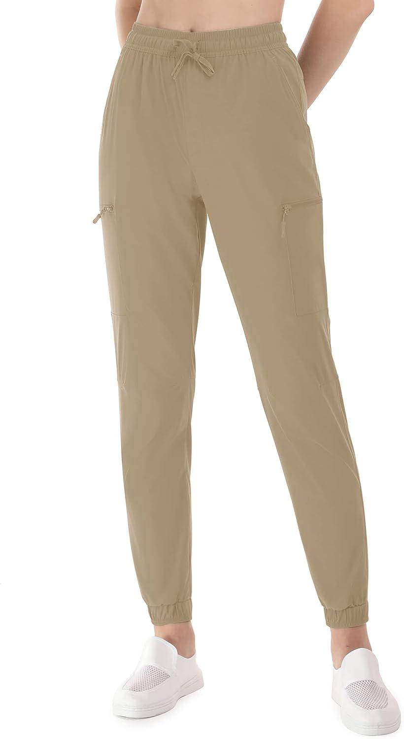 imageTACVASEN Hiking Pants for Women Water Resistant Performance Cargo Pockets Pant Khaki XL