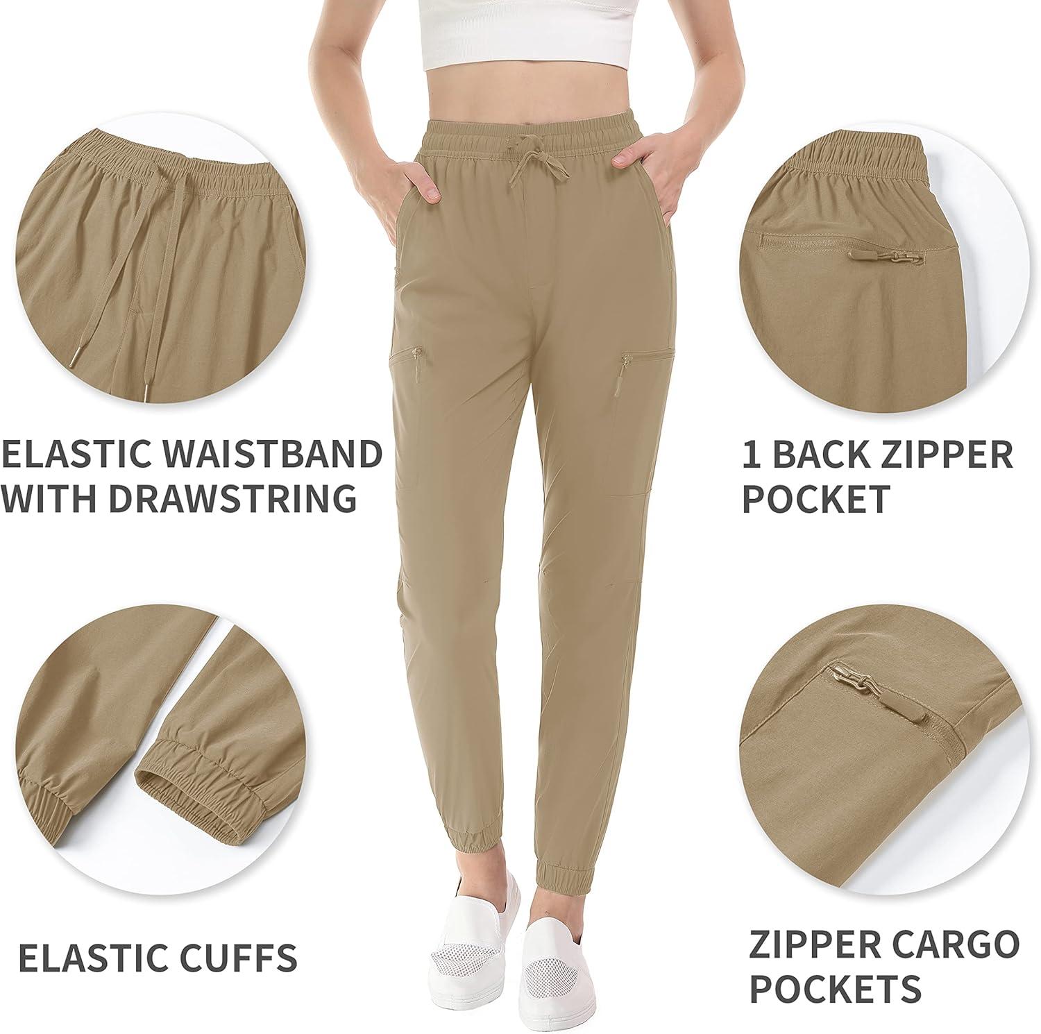 imageTACVASEN Hiking Pants for Women Water Resistant Performance Cargo Pockets Pant Khaki XL
