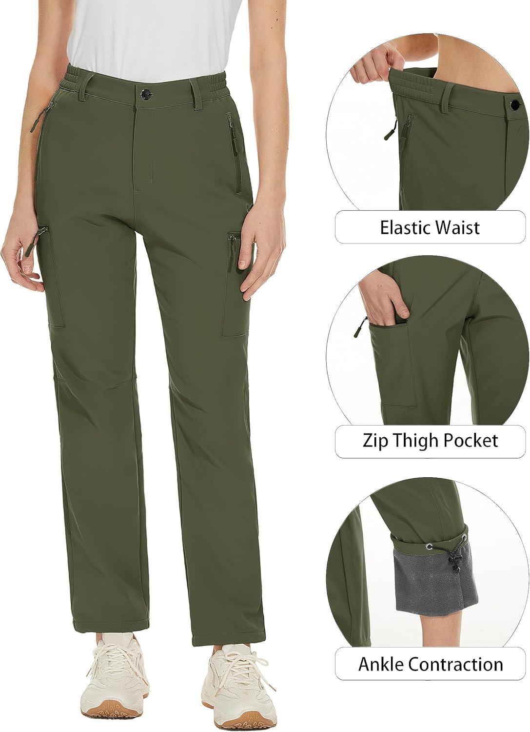 imageTACVASEN Ski Pants for Women Soft Shell Thick Hiking Pants Outdoor Snow Ski Pants Winter Windproof Sports Pants with 5 Pockets