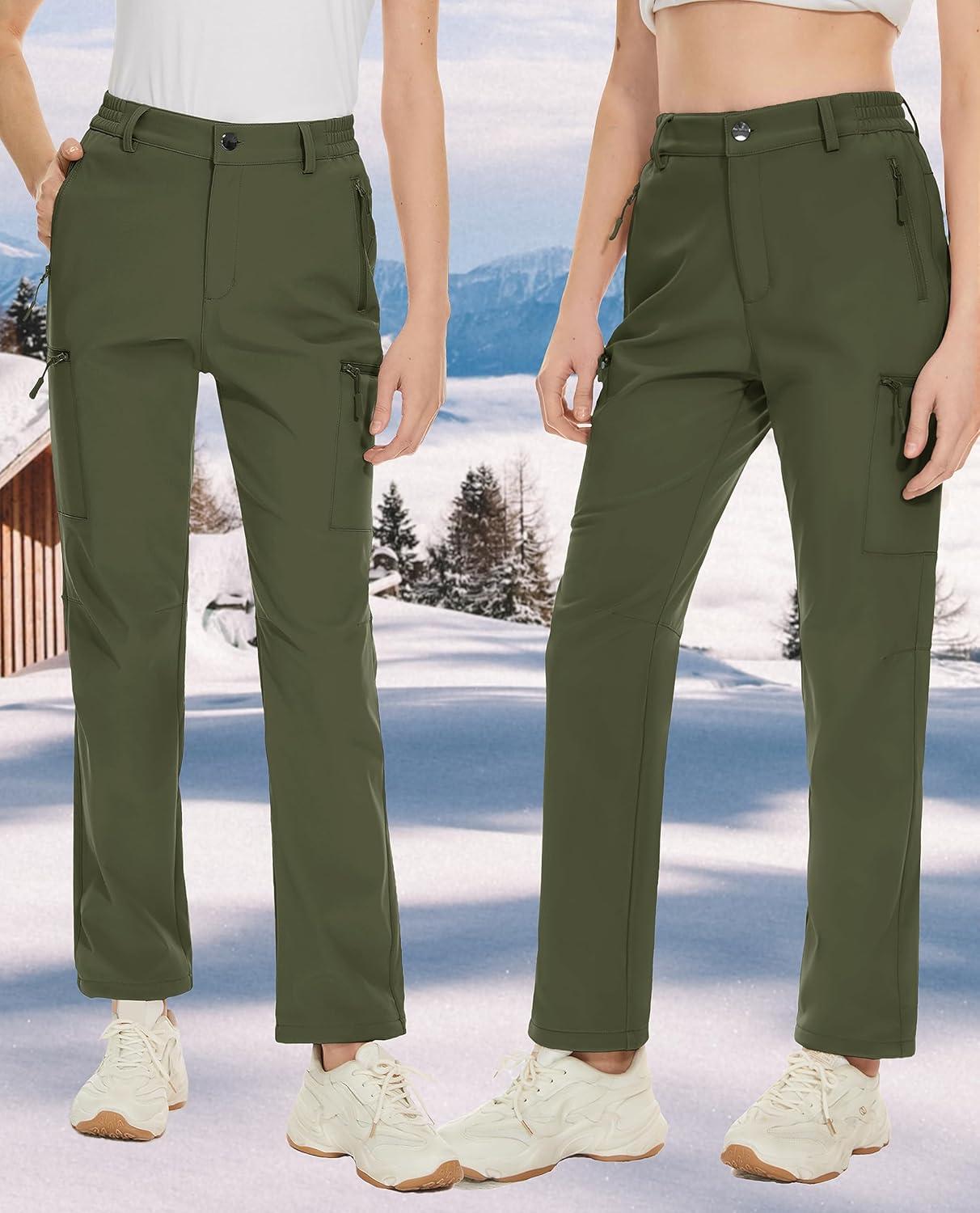 imageTACVASEN Ski Pants for Women Soft Shell Thick Hiking Pants Outdoor Snow Ski Pants Winter Windproof Sports Pants with 5 Pockets
