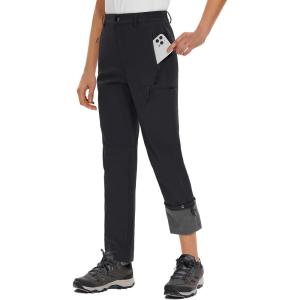 imageTACVASEN Winter Pants for Women Warm Outdoor Hiking Snow Ski Pants Fleece Sports Hiking Pants Insulated Pants with Zipper Pockets