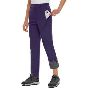 imageTACVASEN Women Warm Pants Winter Fleece Lined Insulated Softshell Snow Ski Pants Thermal Hiking Pants Women with Zipper Pockets