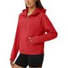 imageTACVASEN Women Winter Sweatshirt Long Sleeve Half Zip Pullover Sweatshirt Casual Fleece HoodieTomato Red