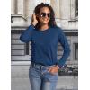 imageTACVASEN Womens Long Sleeve Shirt Lightweight Cotton Crewneck TShirts Breathable ClassicFit Casual Tops Basic TeesDark Blue Heather