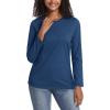 imageTACVASEN Womens Long Sleeve Shirt Lightweight Cotton Crewneck TShirts Breathable ClassicFit Casual Tops Basic TeesDark Blue Heather