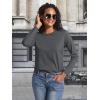 imageTACVASEN Womens Long Sleeve Shirt Lightweight Cotton Crewneck TShirts Breathable ClassicFit Casual Tops Basic TeesDark Grey Heather