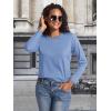 imageTACVASEN Womens Long Sleeve Shirt Lightweight Cotton Crewneck TShirts Breathable ClassicFit Casual Tops Basic TeesLight Blue Heather