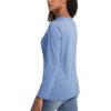 imageTACVASEN Womens Long Sleeve Shirt Lightweight Cotton Crewneck TShirts Breathable ClassicFit Casual Tops Basic TeesLight Blue Heather