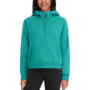 imageTACVASEN Women Winter Sweatshirt Long Sleeve Half Zip Pullover Sweatshirt Casual Fleece HoodieEgreen