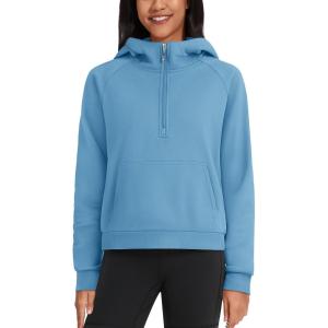imageTACVASEN Women Winter Sweatshirt Long Sleeve Half Zip Pullover Sweatshirt Casual Fleece HoodieMisty Blue